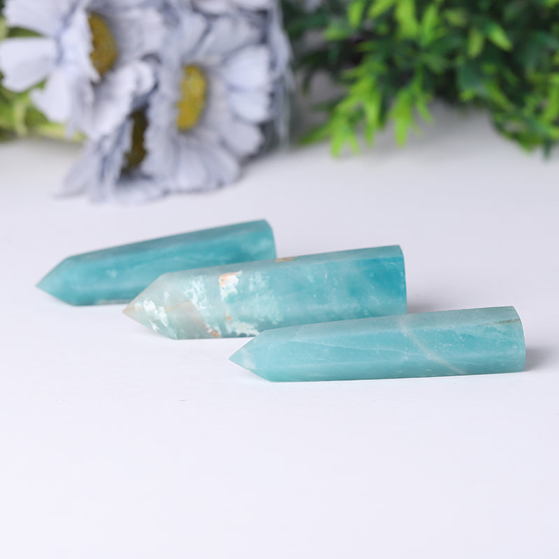 Natural Sky Blue Caribbean Calcite Crystal Tower 2.4-4.5 in Healing