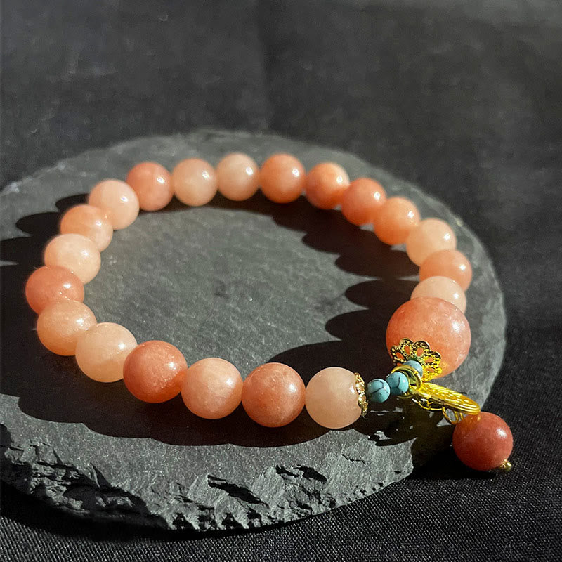Natural Stone Turquoise Fu Character Luck Bracelet