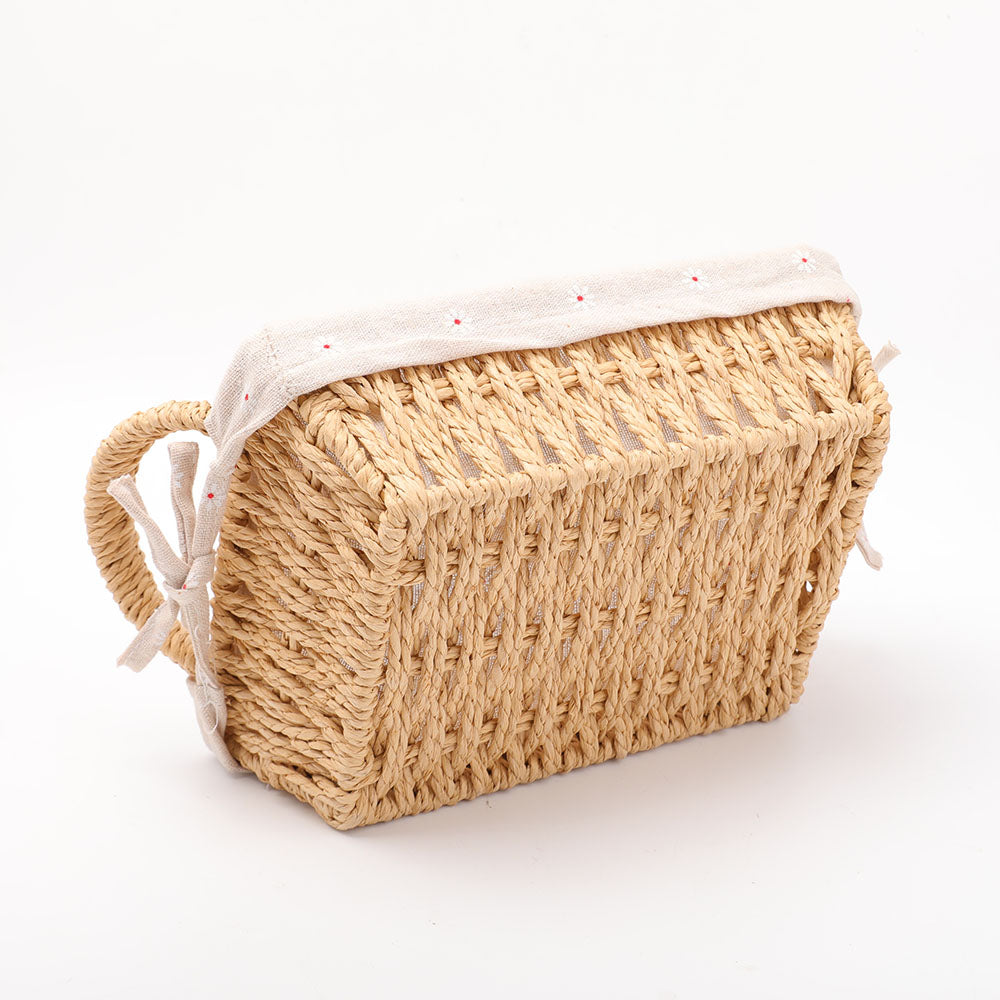 Natural Straw Basket with Linen Lining for Spiritual Home Accents