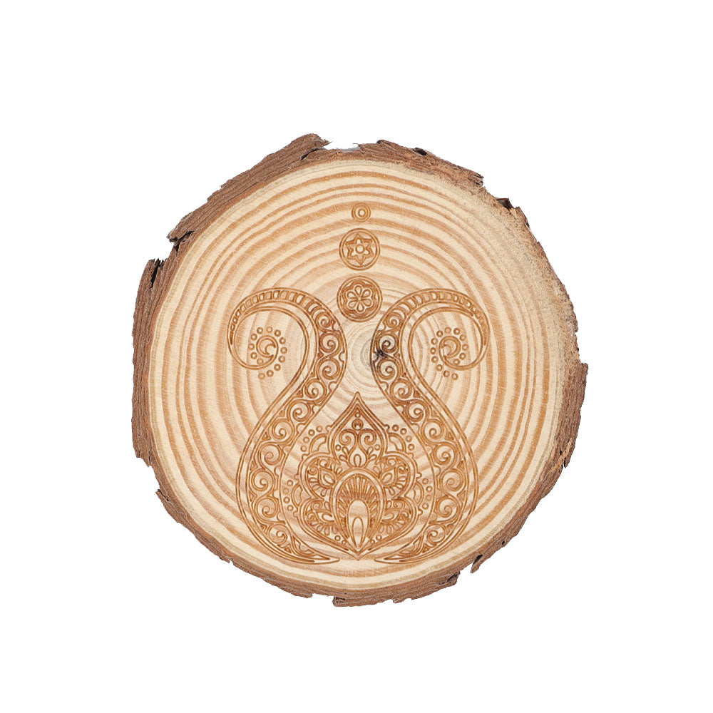Natural Wood 10cm Spiritual Coaster for Zen Decor