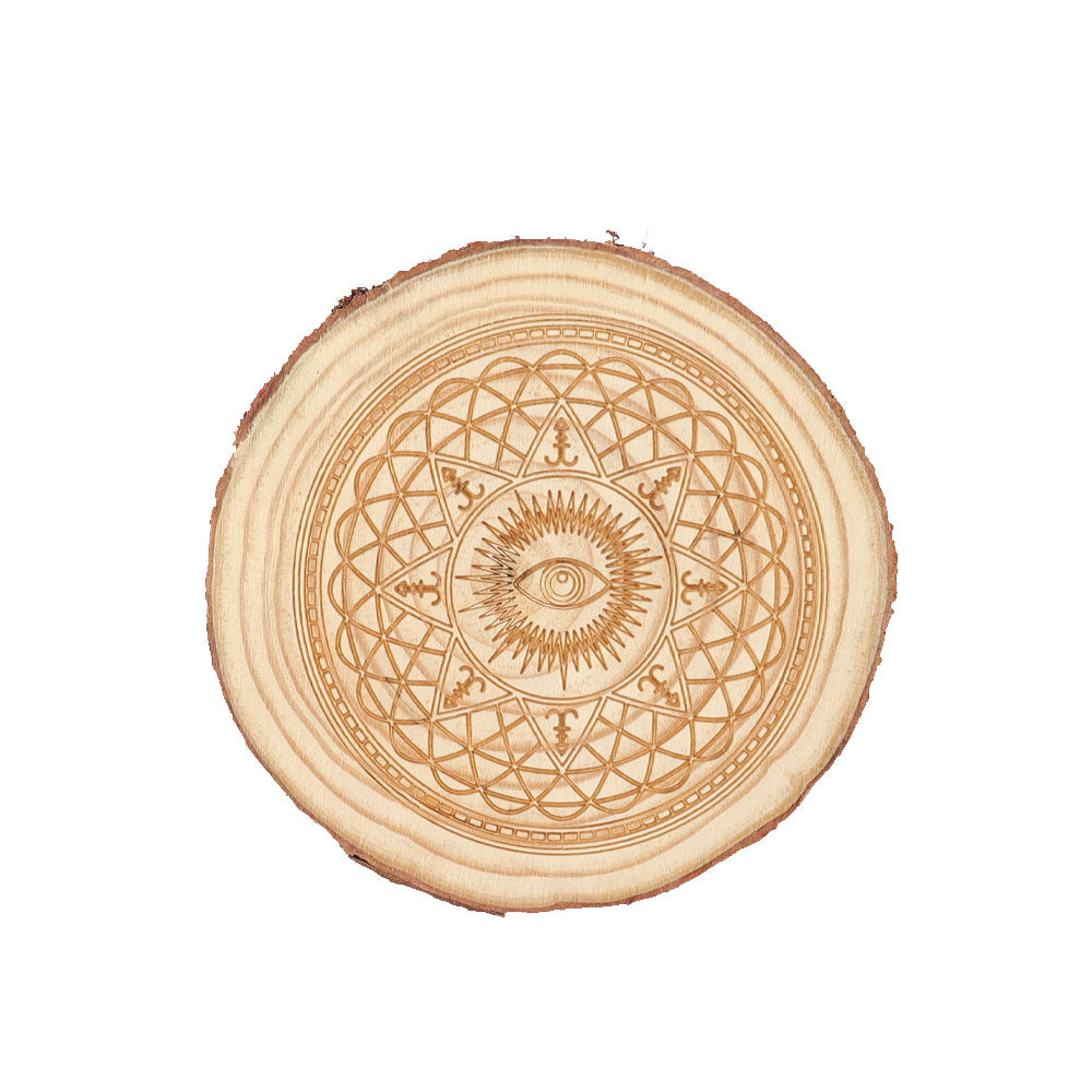 Natural Wood 10cm Spiritual Coaster for Zen Decor