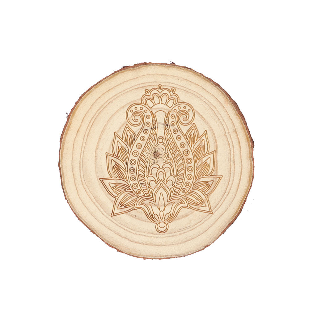 Natural Wood 10cm Spiritual Coaster for Zen Decor