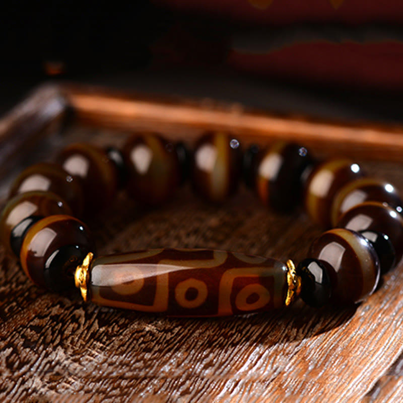 Nine-Eye Dzi Bead Agate Wealth and Protection Bracelet