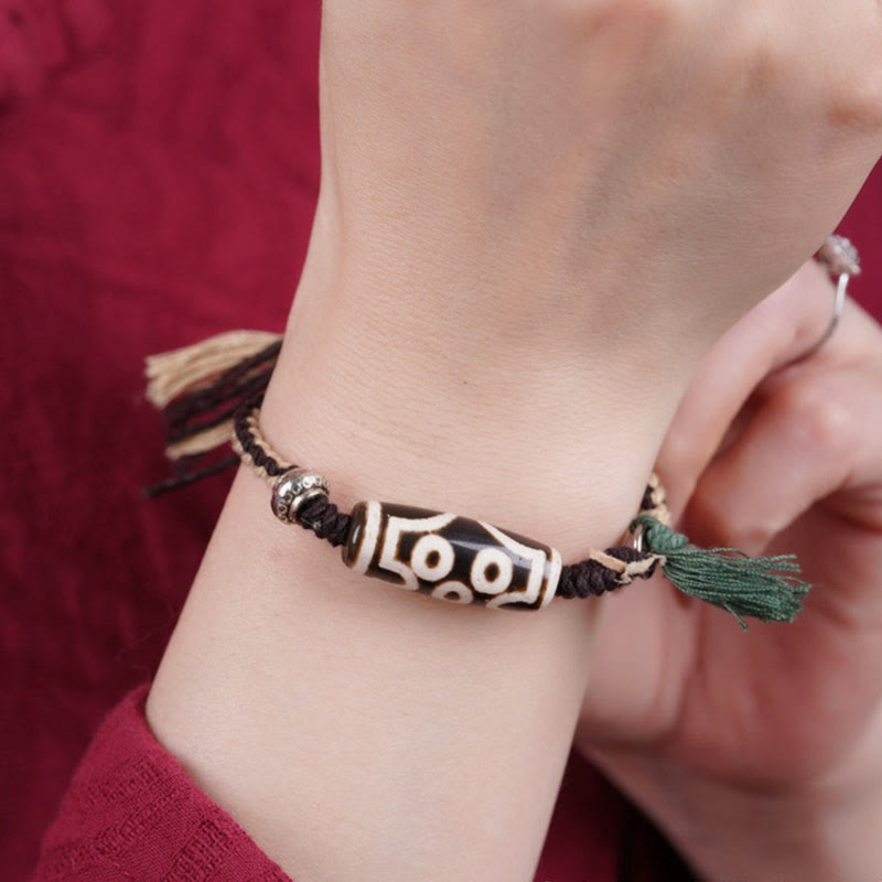 Nine-Eye Dzi Bead Protection Agate Bracelet Unisex