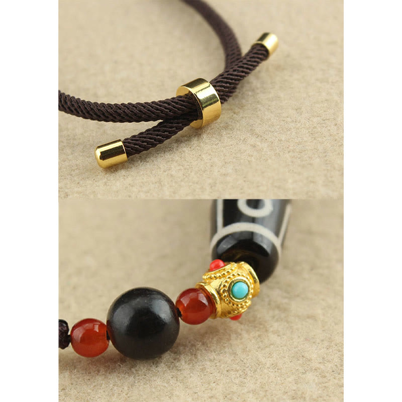 Nine-Eye Dzi Bead Protection Necklace | Tibetan Agate Pendant