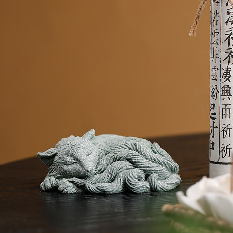 Nine-Tailed Fox Sandstone Home Zen Decor Figurine 10cm