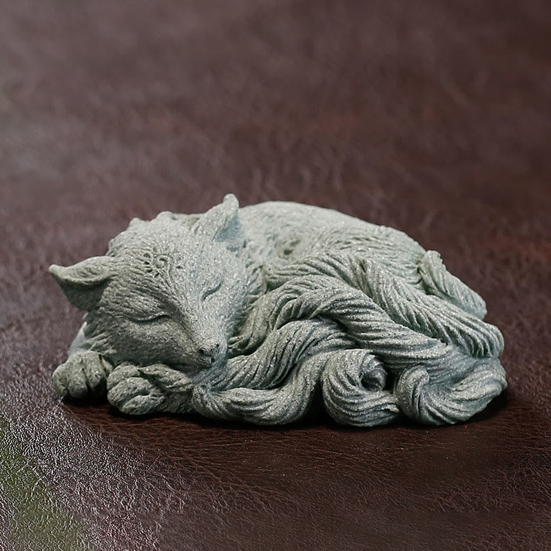 Nine-Tailed Fox Sandstone Home Zen Decor Figurine 10cm