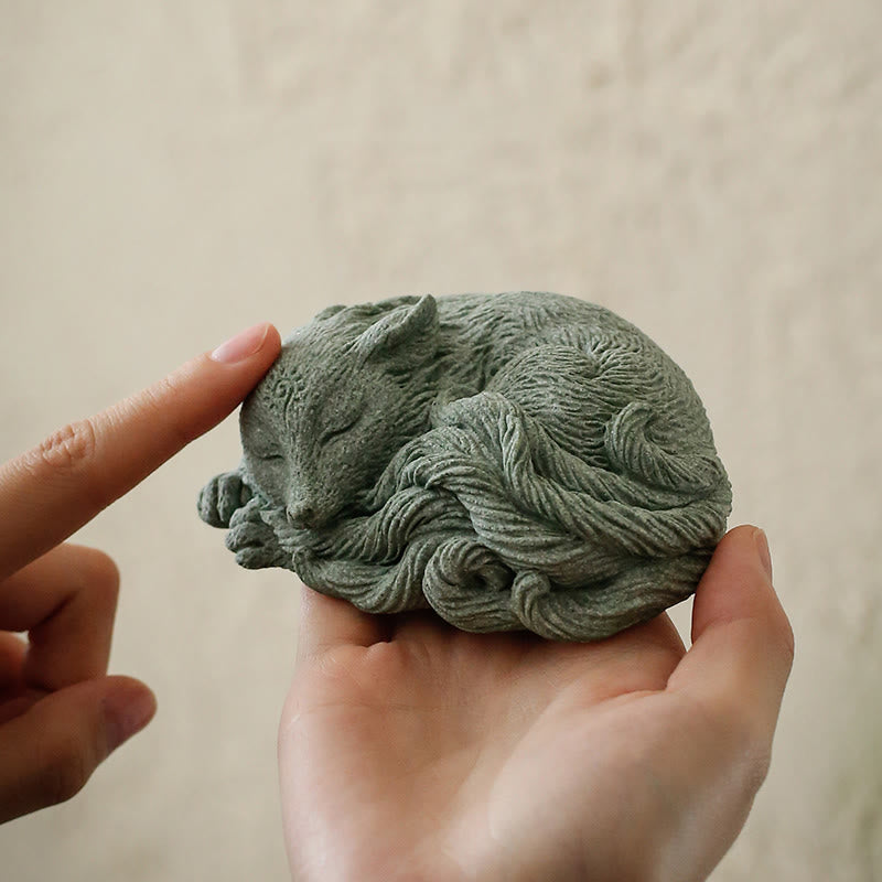 Nine-Tailed Fox Sandstone Home Zen Decor Figurine 10cm