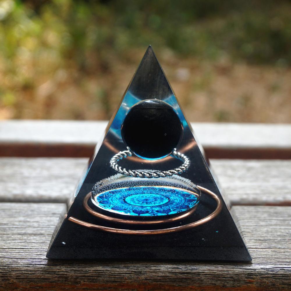 Obsidian Crystal Sphere Pyramid