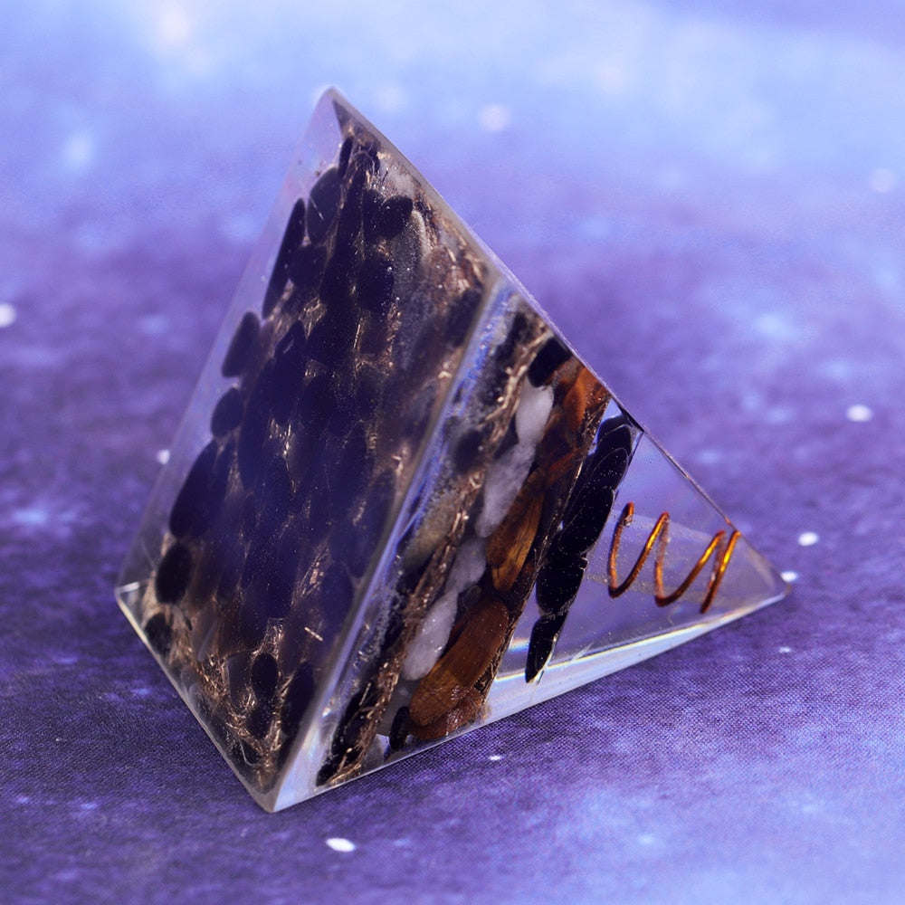 Obsidian Guardian Orgone Pyramid - Energy Harmony Decor