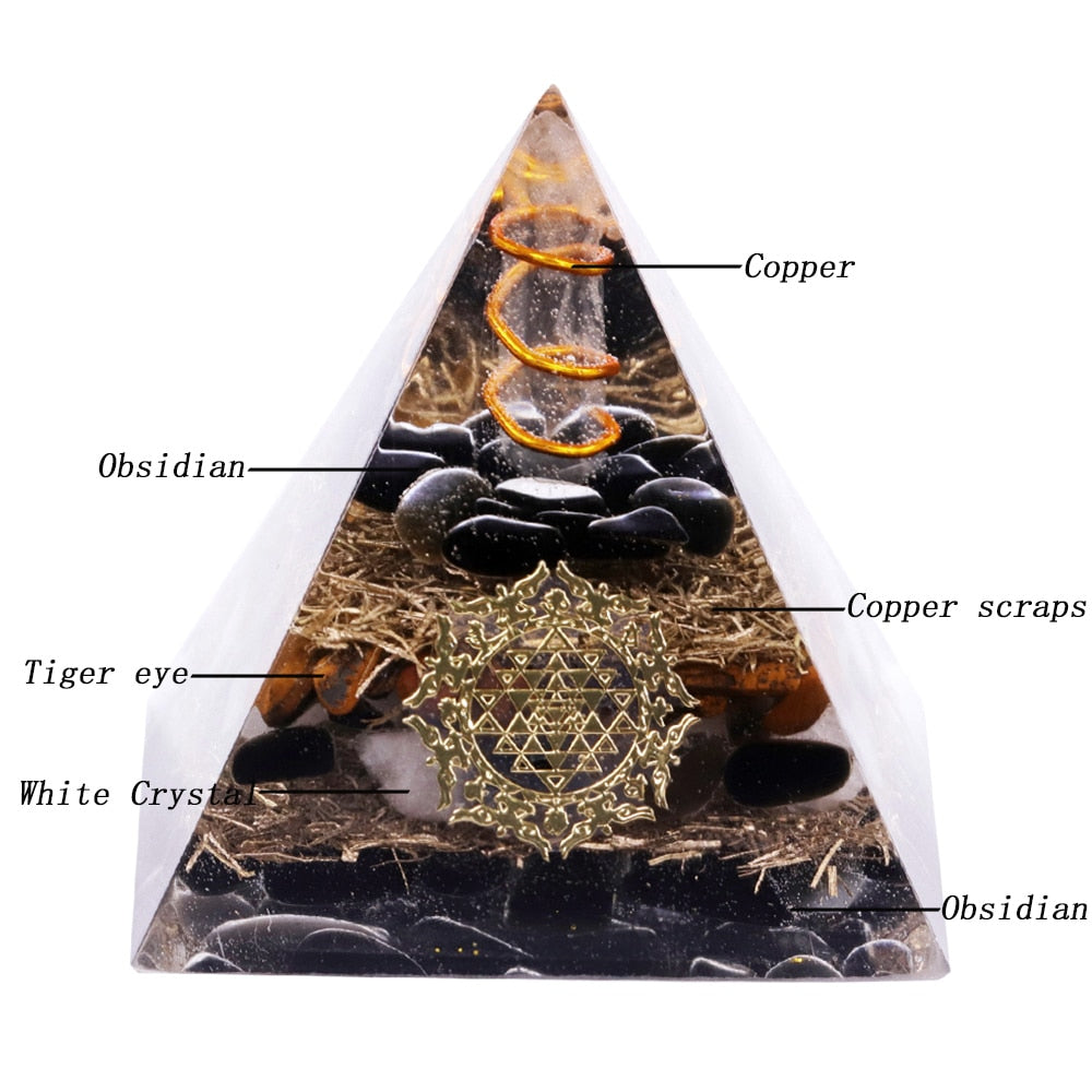 Obsidian Guardian Orgone Pyramid - Energy Harmony Decor