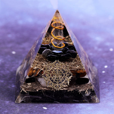 Obsidian Guardian Orgone Pyramid - Energy Harmony Decor