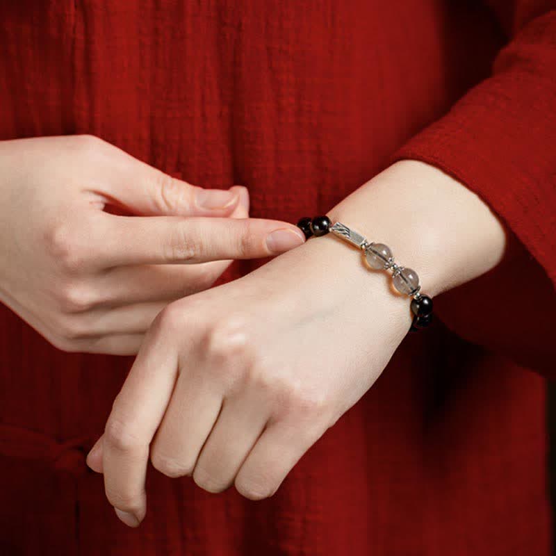 Obsidian Moonstone Couple Bracelet 8mm & 10mm for Strength