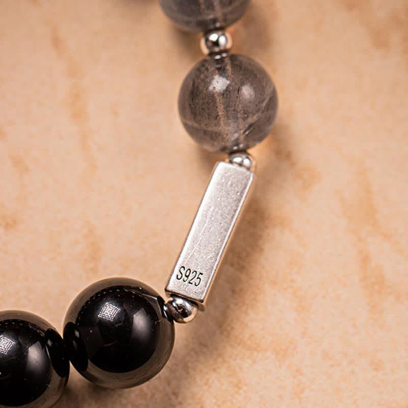 Obsidian Moonstone Couple Bracelet 8mm & 10mm for Strength