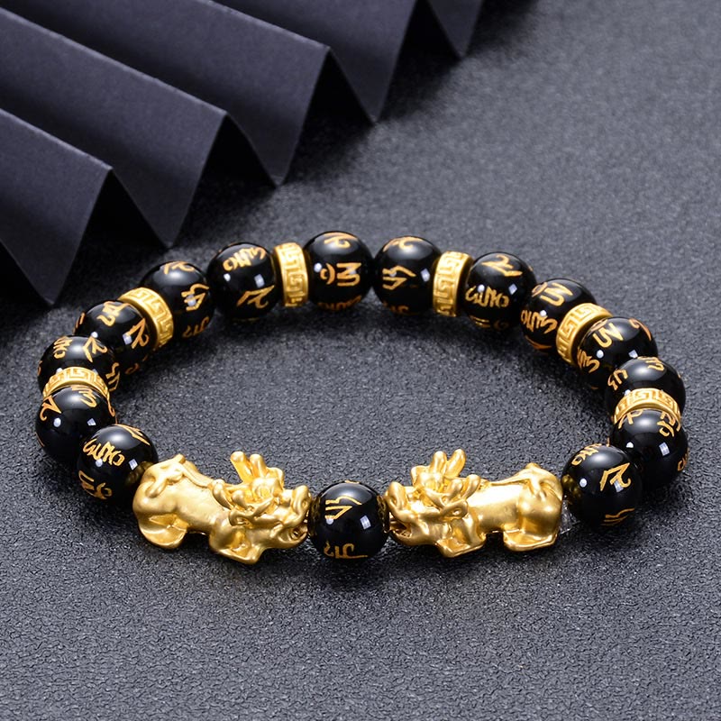 Obsidian & Onyx PiXiu Wealth Bracelet