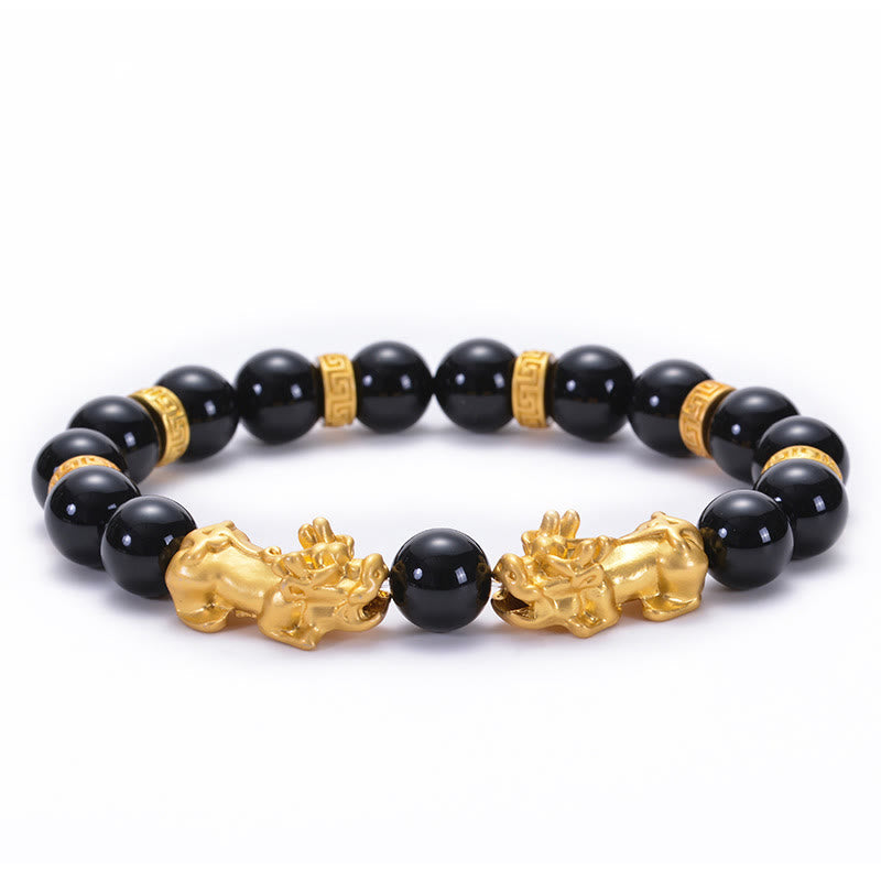 Obsidian & Onyx PiXiu Wealth Bracelet