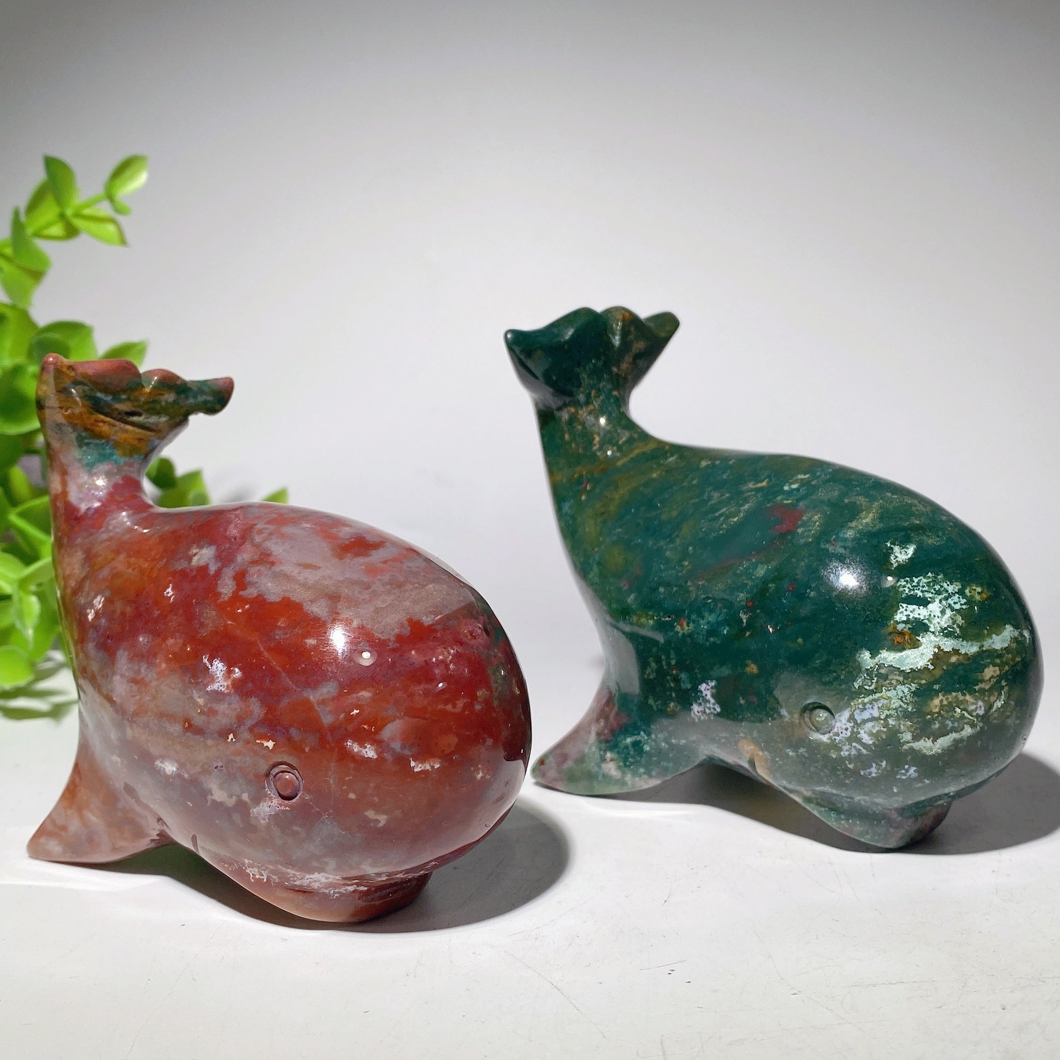 Ocean Jasper Whale Crystal Carving 4.0-4.3 inch Healing Sculptures