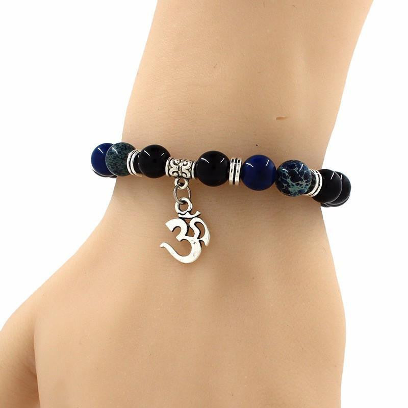 Om Charm Agate Bracelet - Symbolic Jewelry