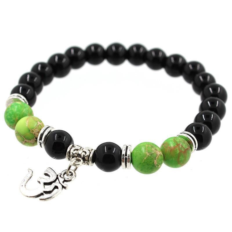 Om Charm Agate Bracelet - Symbolic Jewelry