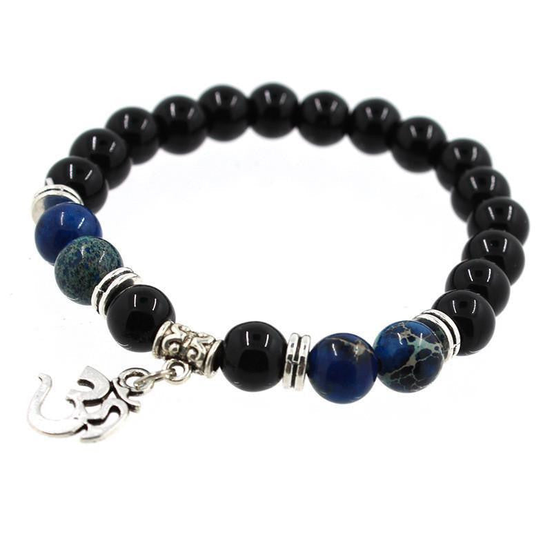 Om Charm Agate Bracelet - Symbolic Jewelry