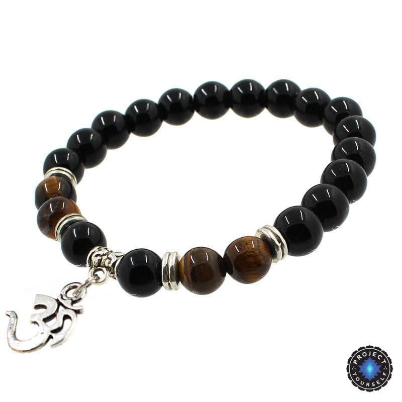 Om Charm Agate Bracelet - Symbolic Jewelry