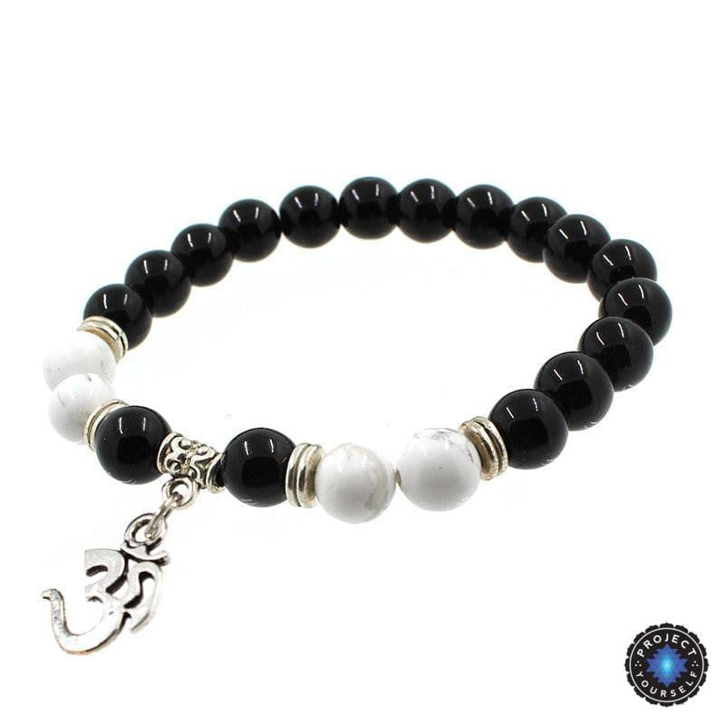 Om Charm Agate Bracelet - Symbolic Jewelry