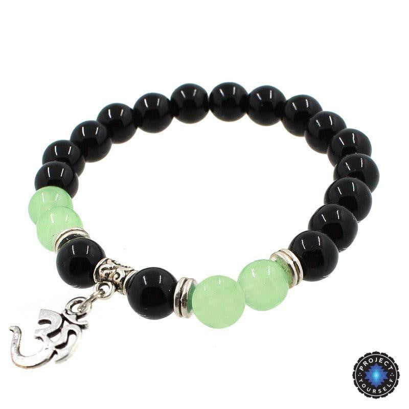 Om Charm Agate Bracelet - Symbolic Jewelry