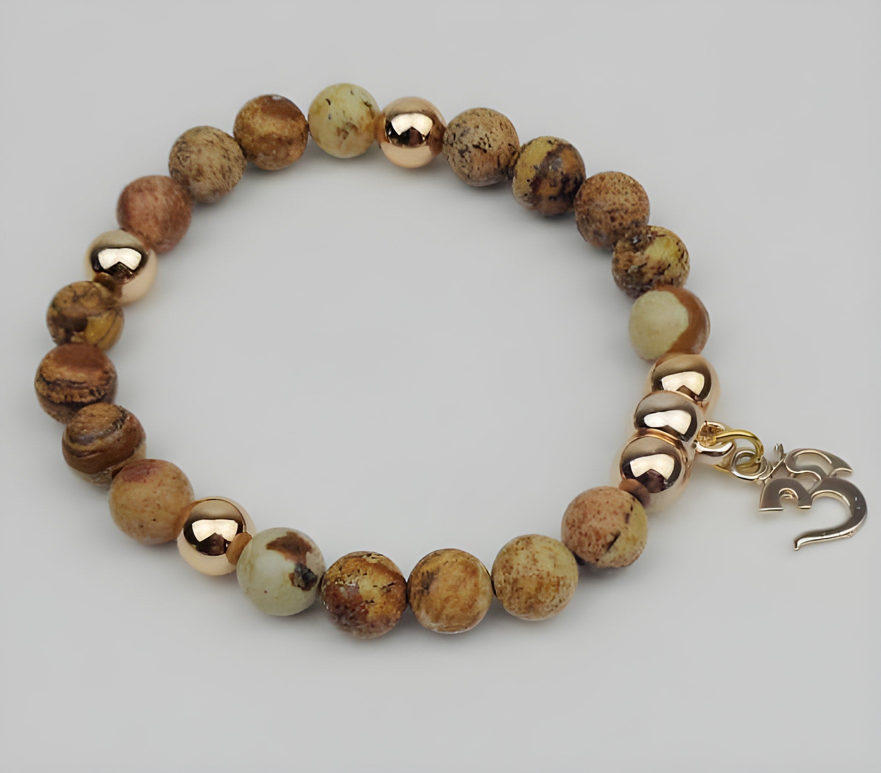 Om Jasper Mala Bead Bracelet for Mindfulness