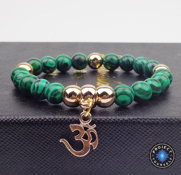 Om Jasper Mala Bead Bracelet for Mindfulness Practice