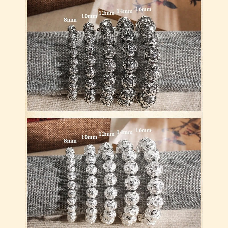 Om Mani Padme Hum Alloy Bracelet | 8mm Spiritual Protection Beads