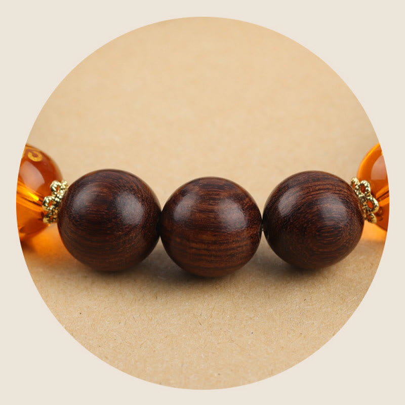 Om Mani Padme Hum Bracelet in Phoebe Zhennan Wood for Spiritual Protection