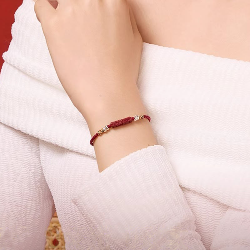 Om Mani Padme Hum Cinnabar Red String Bracelet