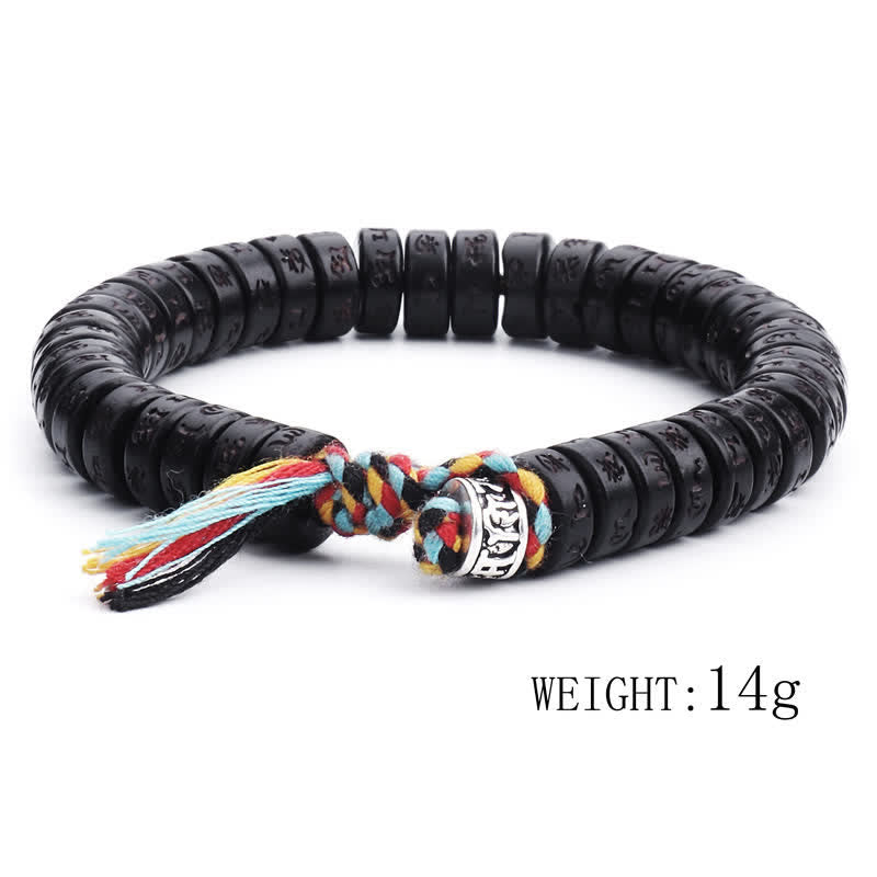 Om Mani Padme Hum Coconut Shell Happiness Bracelet