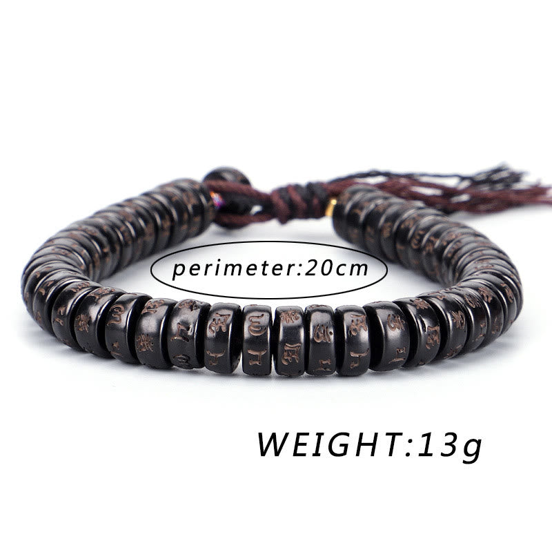 Om Mani Padme Hum Coconut Shell Positive Bracelet