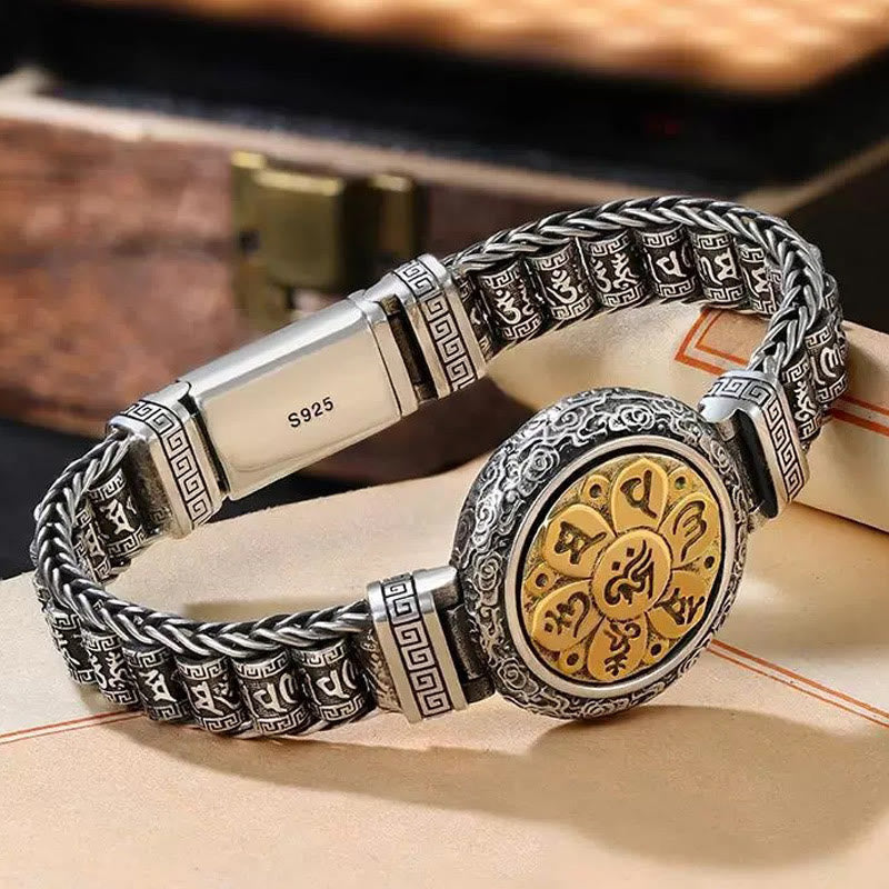 Om Mani Padme Hum Copper Bracelet 7.1in Buckle Rotatable Peace