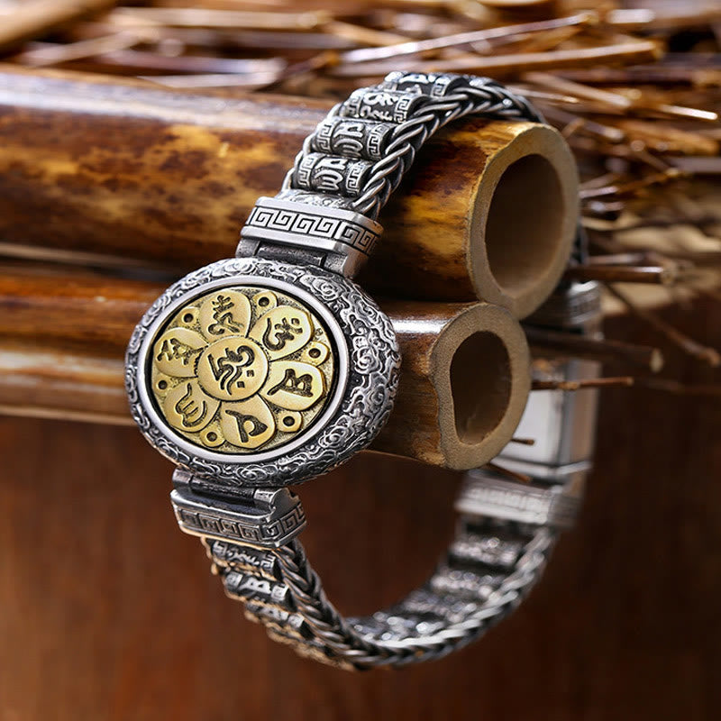 Om Mani Padme Hum Copper Bracelet 7.1in Buckle Rotatable Peace