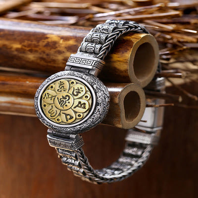 Om Mani Padme Hum Copper Bracelet 7.1in Buckle Rotatable Peace
