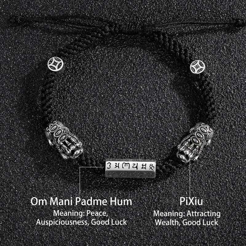 Om Mani Padme Hum Copper PiXiu String Bracelet for Luck