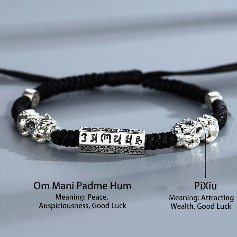 Om Mani Padme Hum Copper PiXiu String Bracelet for Luck