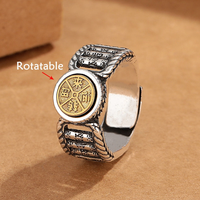 Om Mani Padme Hum Copper Spinner Ring for Spiritual Purity