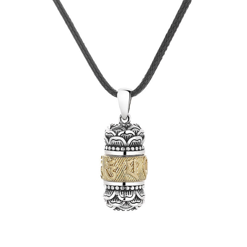 Om Mani Padme Hum Necklace | Leather Cord Spiritual Pendant