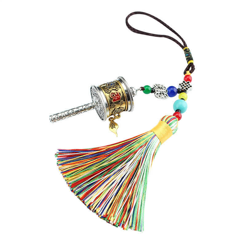 Om Mani Padme Hum Prayer Wheel Tassel Car Hanging