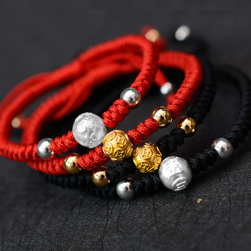 Om Mani Padme Hum Silver String Couple Bracelet | Protection & Luck