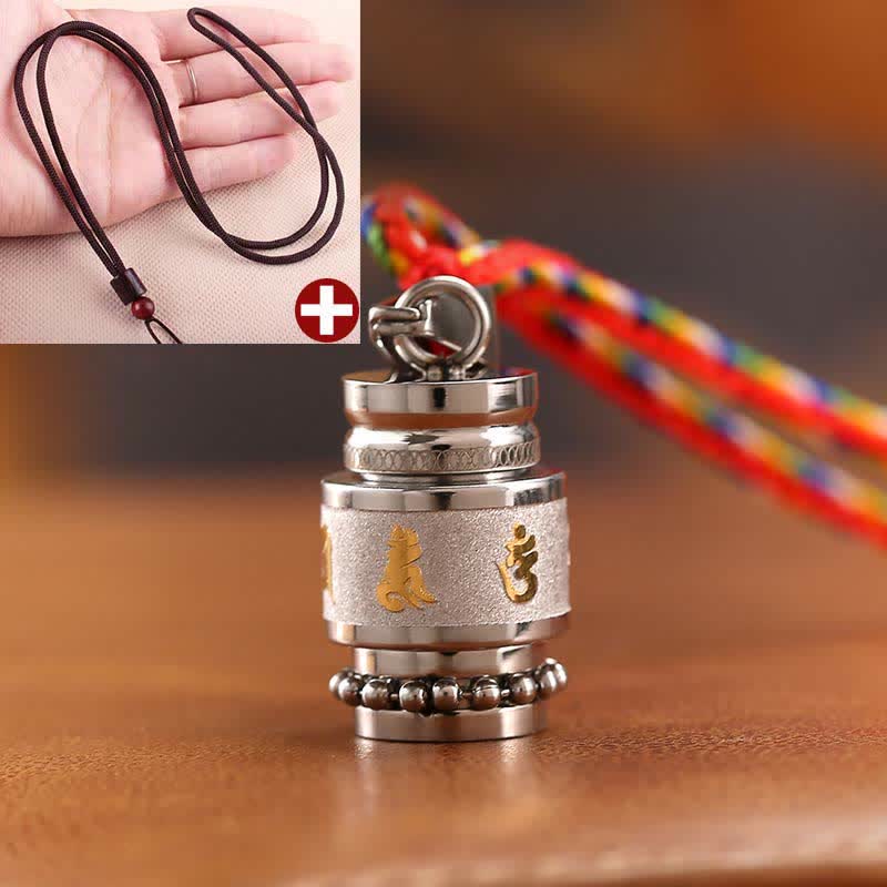 Om Mani Padme Hum Titanium Steel Wisdom Pendant 1.2cm