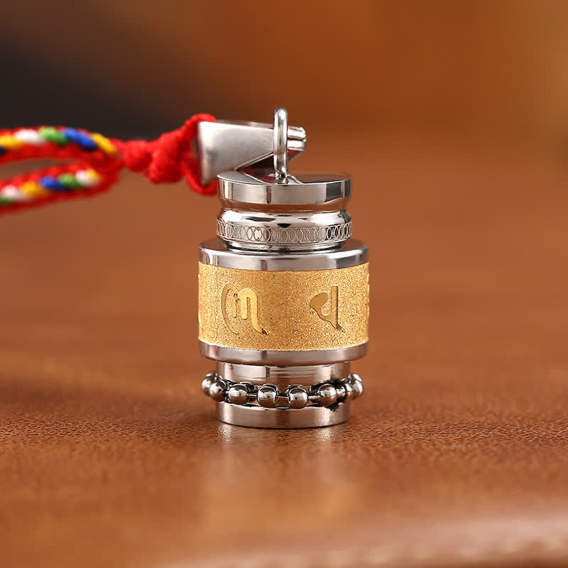 Om Mani Padme Hum Titanium Steel Wisdom Pendant 1.2cm