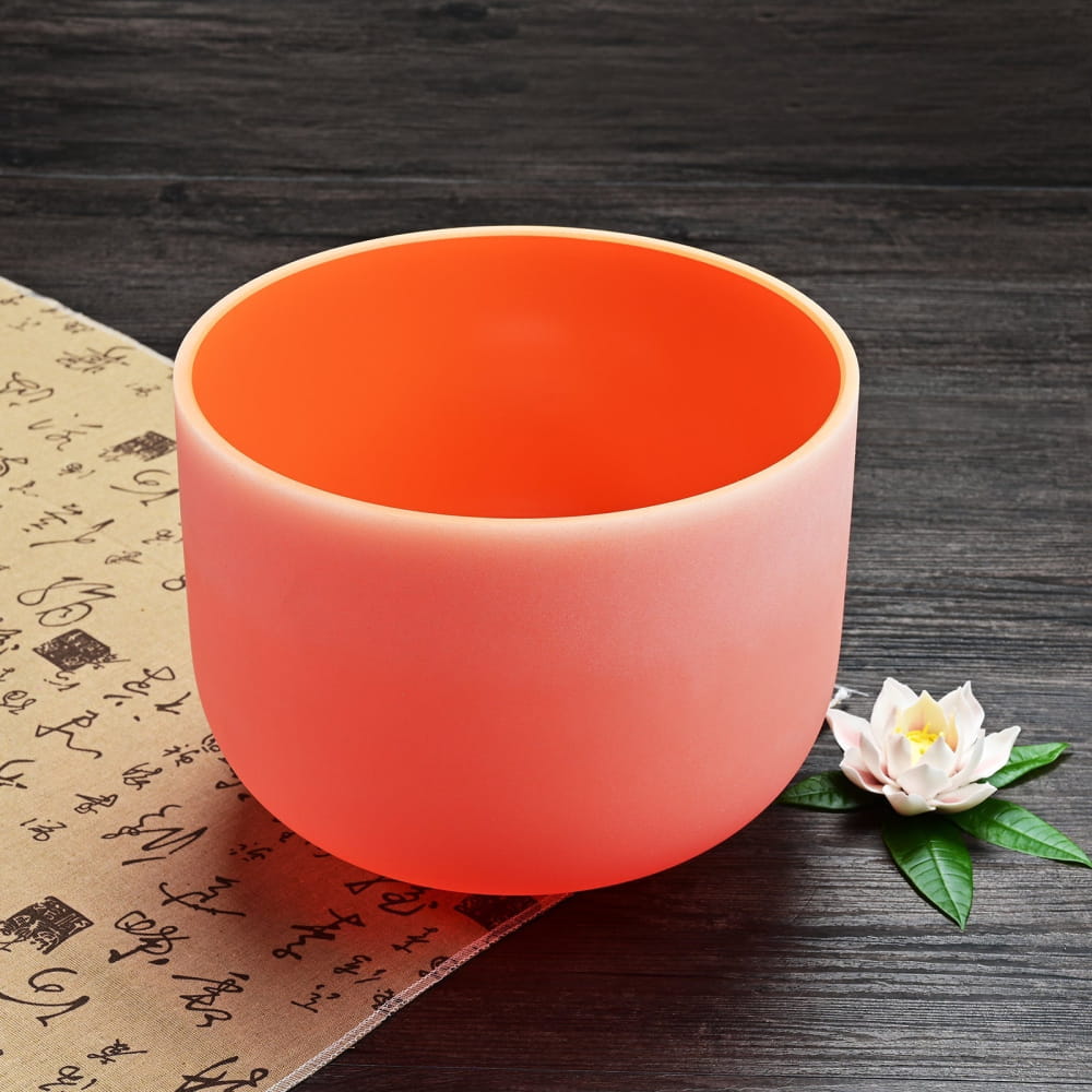 Orange Color D Note Navel Chakra Crystal Singing Bowl - color bowl - On sale