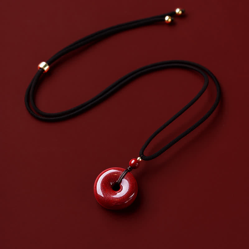 Peace Buckle Cinnabar Necklace | Calm Blessing Pendant