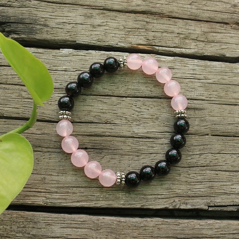 Peaceful Harmony Onyx & Rose Quartz Bracelet