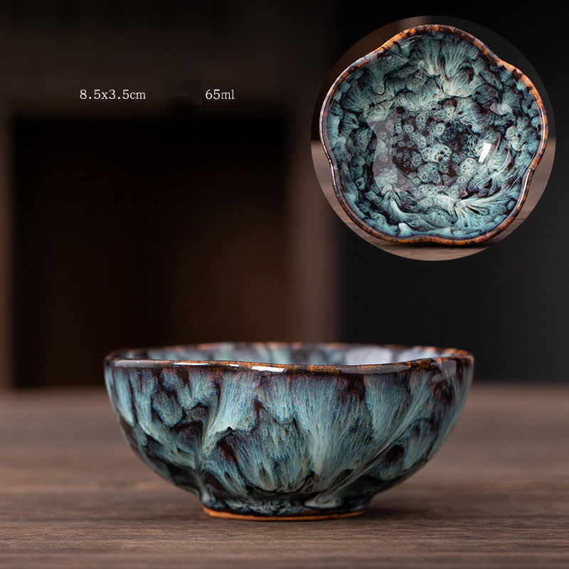 Peach Blossom Ceramic Teacup Beautiful Floral Tea Cup