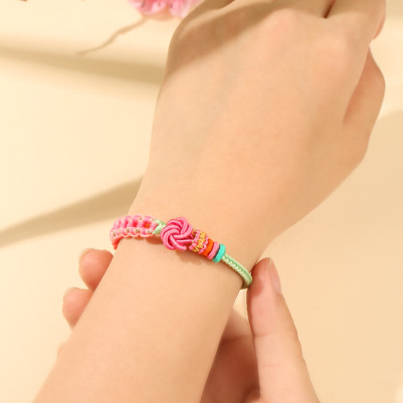 Peach Blossom Knot Red String Bracelet for Protection and Love